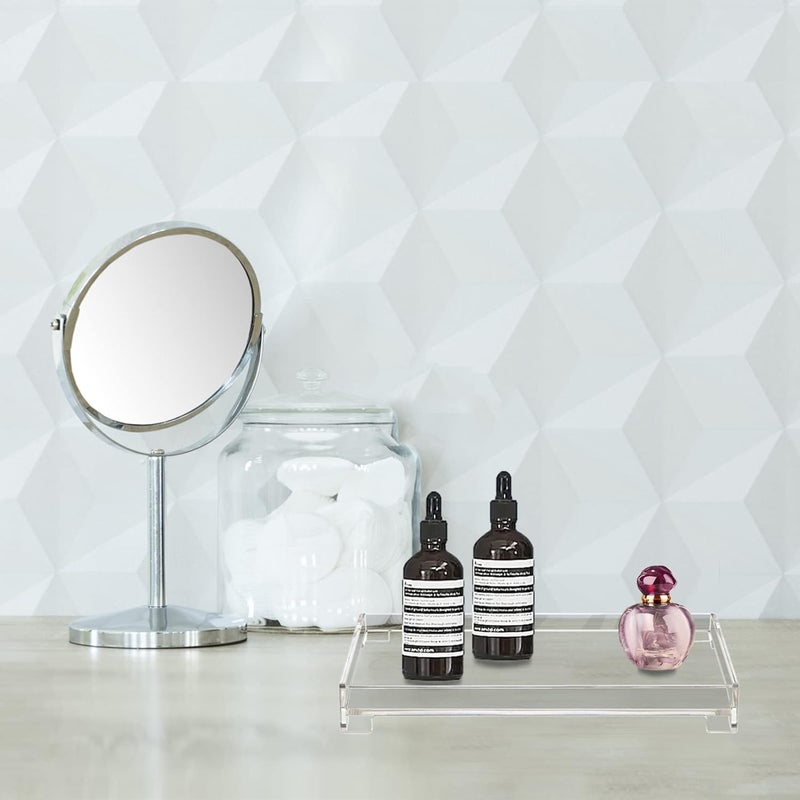 DELIPPLY Vanity Bathroom Tray, Acrylic Rectangle Decorative Catchall Organizer Storage Tray (Medium-Clear) - Image 2